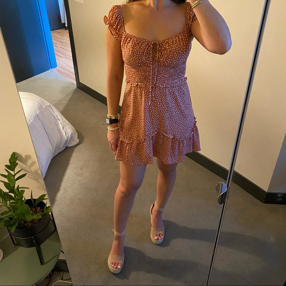 Polka Dot Mini Dress in Orange